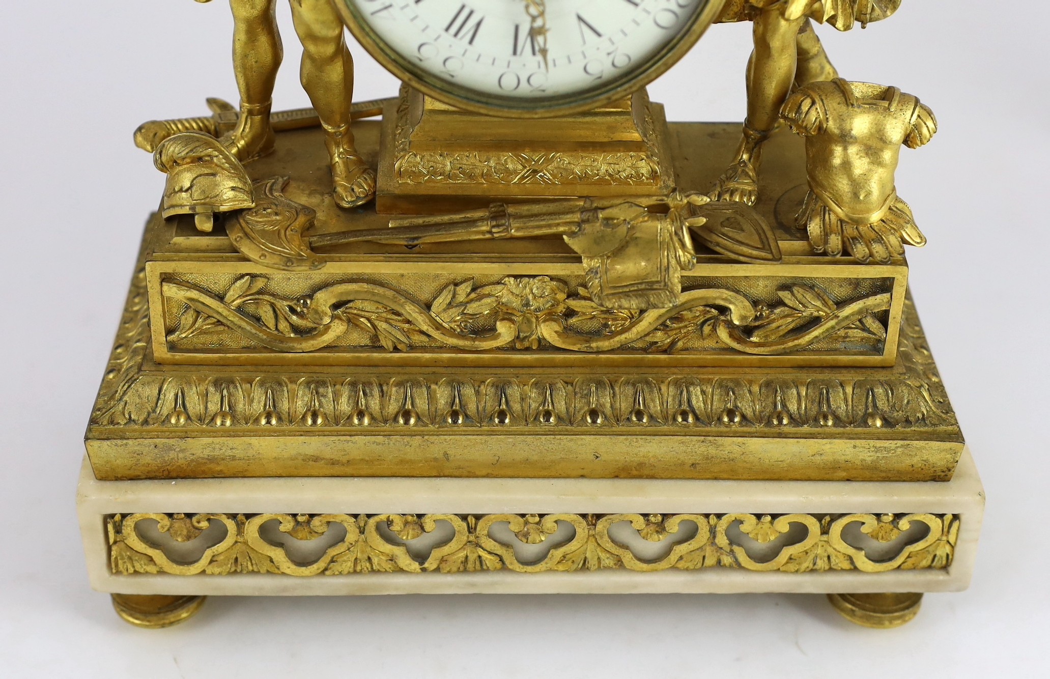 Viger à Paris. An early 19th century French ormolu mantel clock, width 28cm depth 14cm height 36cm